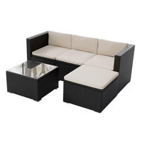 LOUNGEGARNITUR Punta Cana inkl. Abdeckung 3-tlg. - Creme, Kunststoff - Juskys