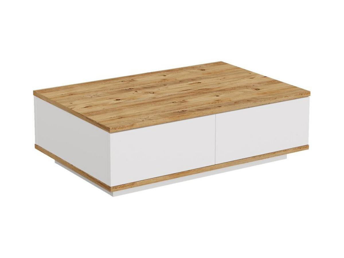 COUCHTISCH mit 2 Türen - Holzfarben hell & Weiß - LOTULA - Naturfarben, Holz (90/60/28.6cm) - Vente-Unique