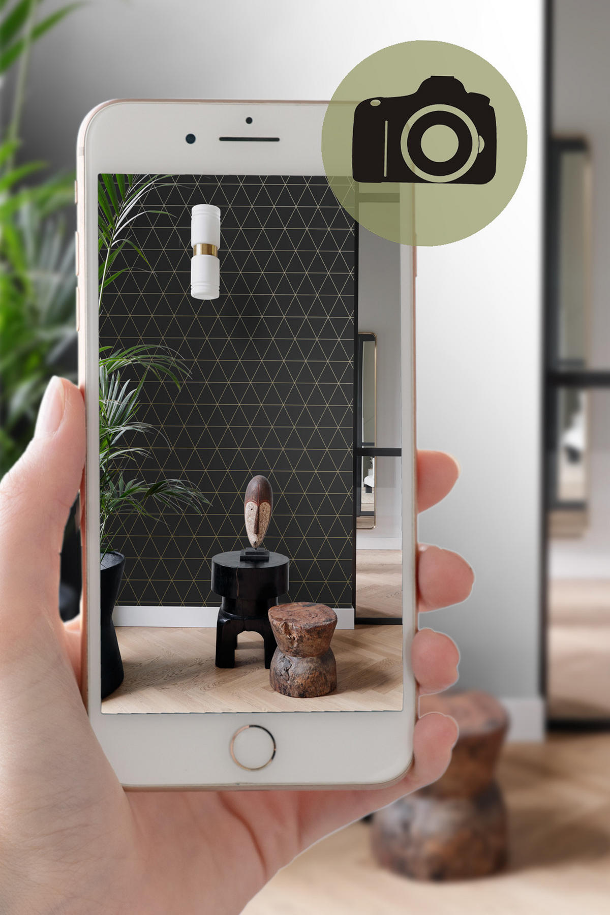 TAPETE grafische Dreiecke 53 cm x 10.05 m - Schwarz, Papier (53/1000cm) - Origin Wallcoverings