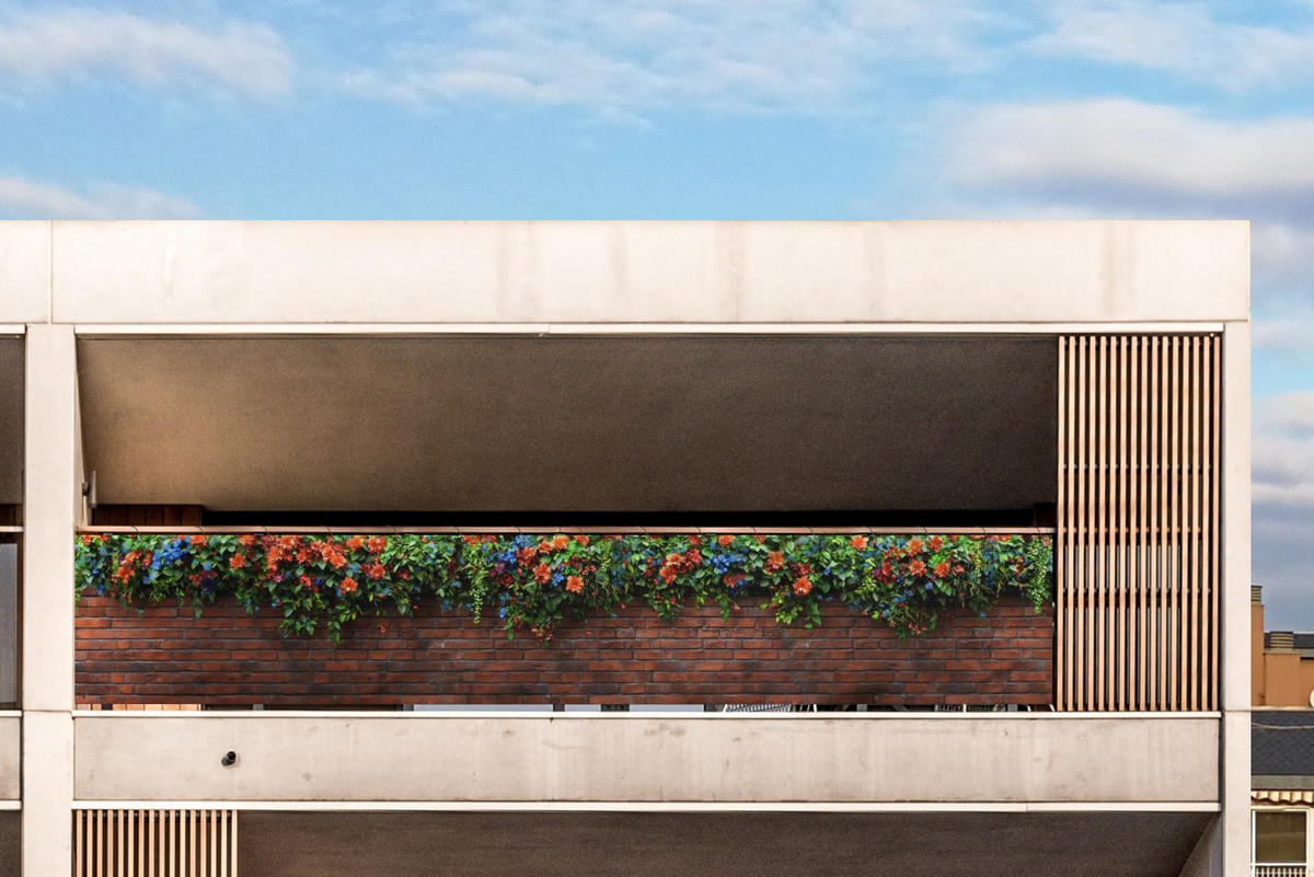 BALKON-SICHTSCHUTZ Blumen - Wand - Grün - Orange - Rotbraun, Kunststoff (500/85cm) - MuchoWow