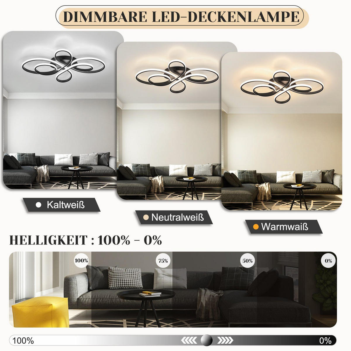 LED-DECKENLEUCHTE Alaric 80/50/8.5 cm - Schwarz, Metall (80/50/8.5cm) - Nettlife