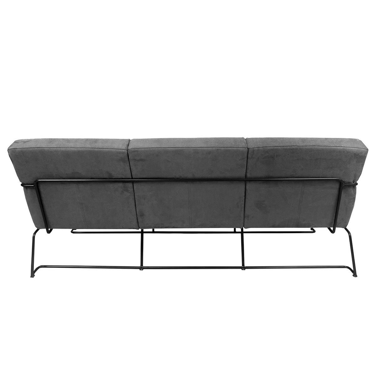 3-SITZER SOFA - Antiklederlook - Grau, Textil (181/81/78cm) - home24