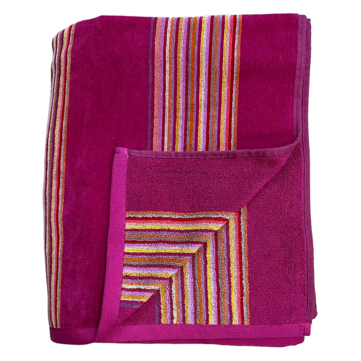 STRANDTUCH Frottee Velours Jacquard Milonga Fuchsia 140x180 400g/m² - Pink, Textil (140/180cm) - LE COMPTOIR DE LA PLAGE