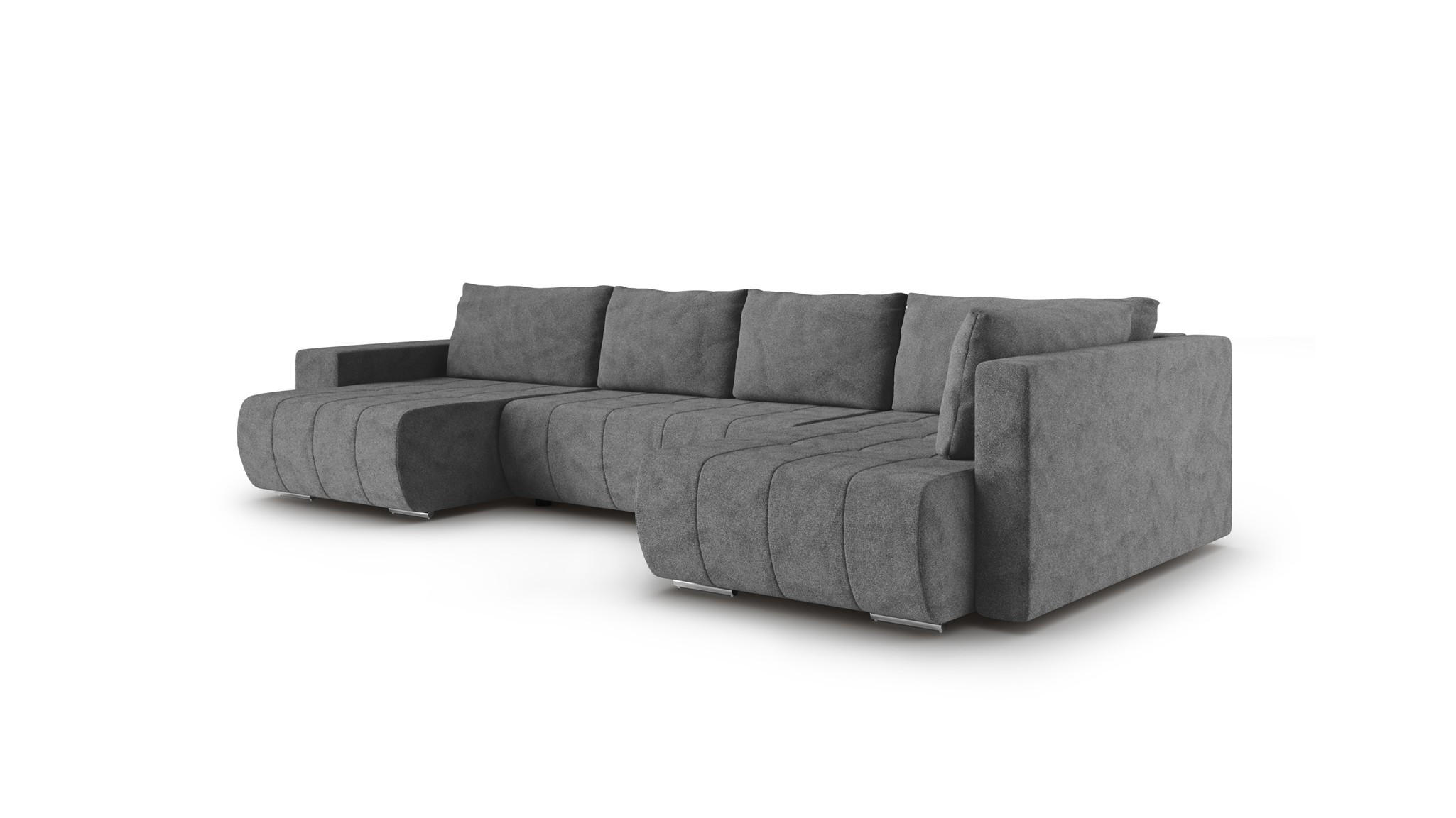 WOHNLANDSCHAFT Armanda - Dunkelgrau, Holzwerkstoff/Textil (185/83/392cm) - Fun Möbel