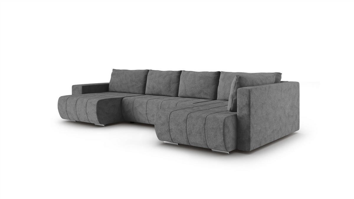 WOHNLANDSCHAFT Armanda - Dunkelgrau, Holzwerkstoff/Textil (185/83/392cm) - Fun Möbel