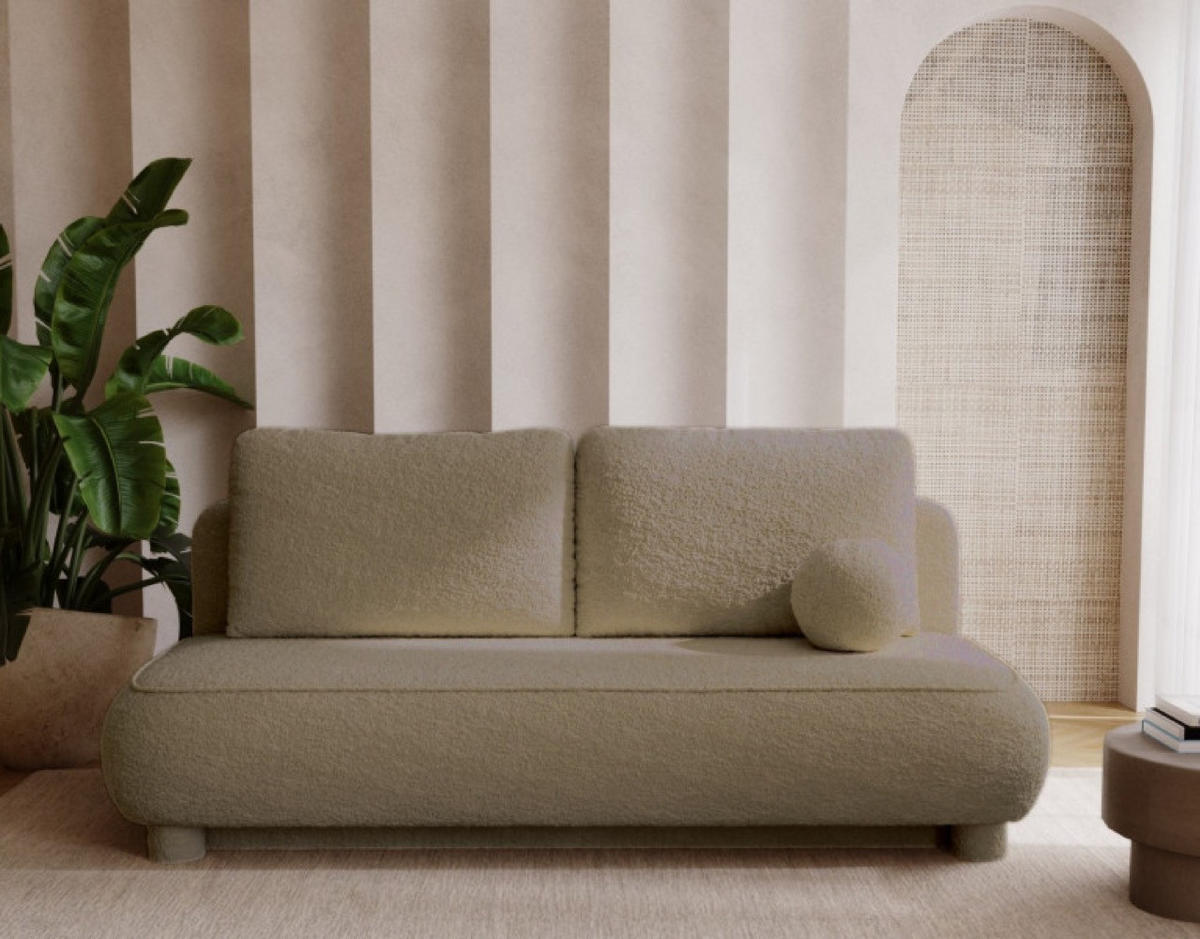 SITZSOFA Dunkelbeige MAJA Mit Schlaffunktion Boucle - Multicolor, Textil (209/96/96cm) - Sepro Meble