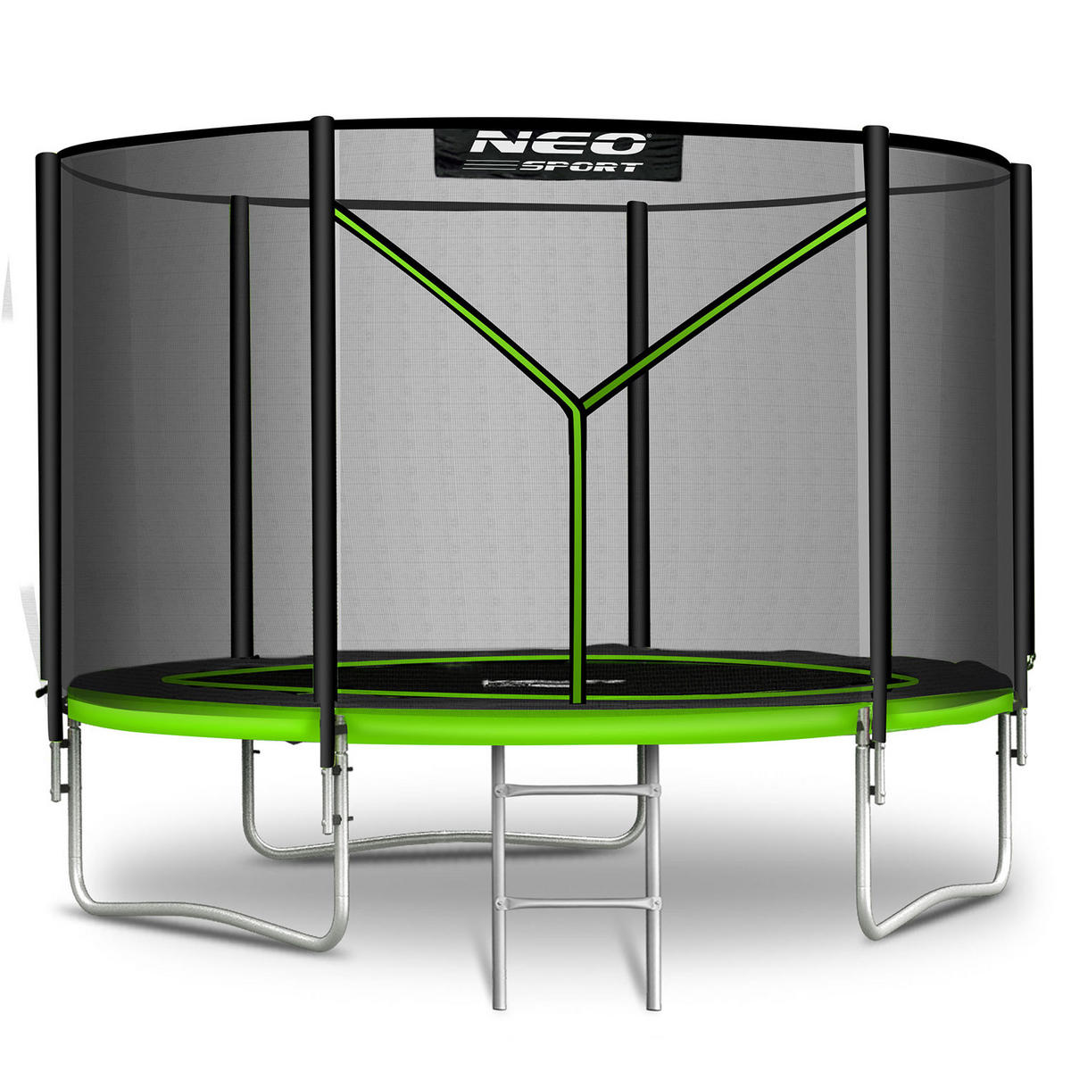 GARTENTRAMPOLIN 10 ft/312 cm mit Außennetz und Leiter - Grün, Metall (312/312cm)
