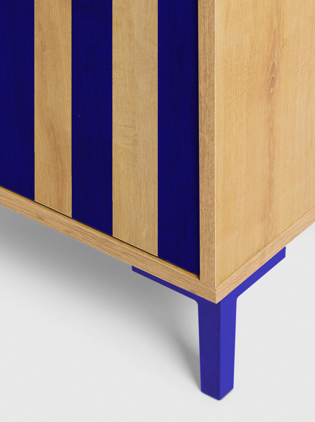 KLEIDERSCHRANK mit 2 Türen, Eichenholzoptik mit blauen Streifen ALVA KIDS - Blau/Eiche Artisan, Holzwerkstoff (75/123/45cm) - RNT By Really Nice Things