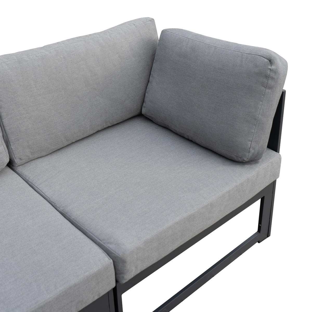 MODULARES GARTENLOUNGE-SET mit integrierter Feuerstelle - Grau, Metall - Monstershop