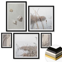 WANDBILDER 5er-Set - 50x50 cm & 20x30 cm & 40x60 cm Schwarzer Rahmen - Nahaufnahmen der Struktur im Boho-Stil - Schwarz, Kunststoff (40/60cm) - ArtPrintCave