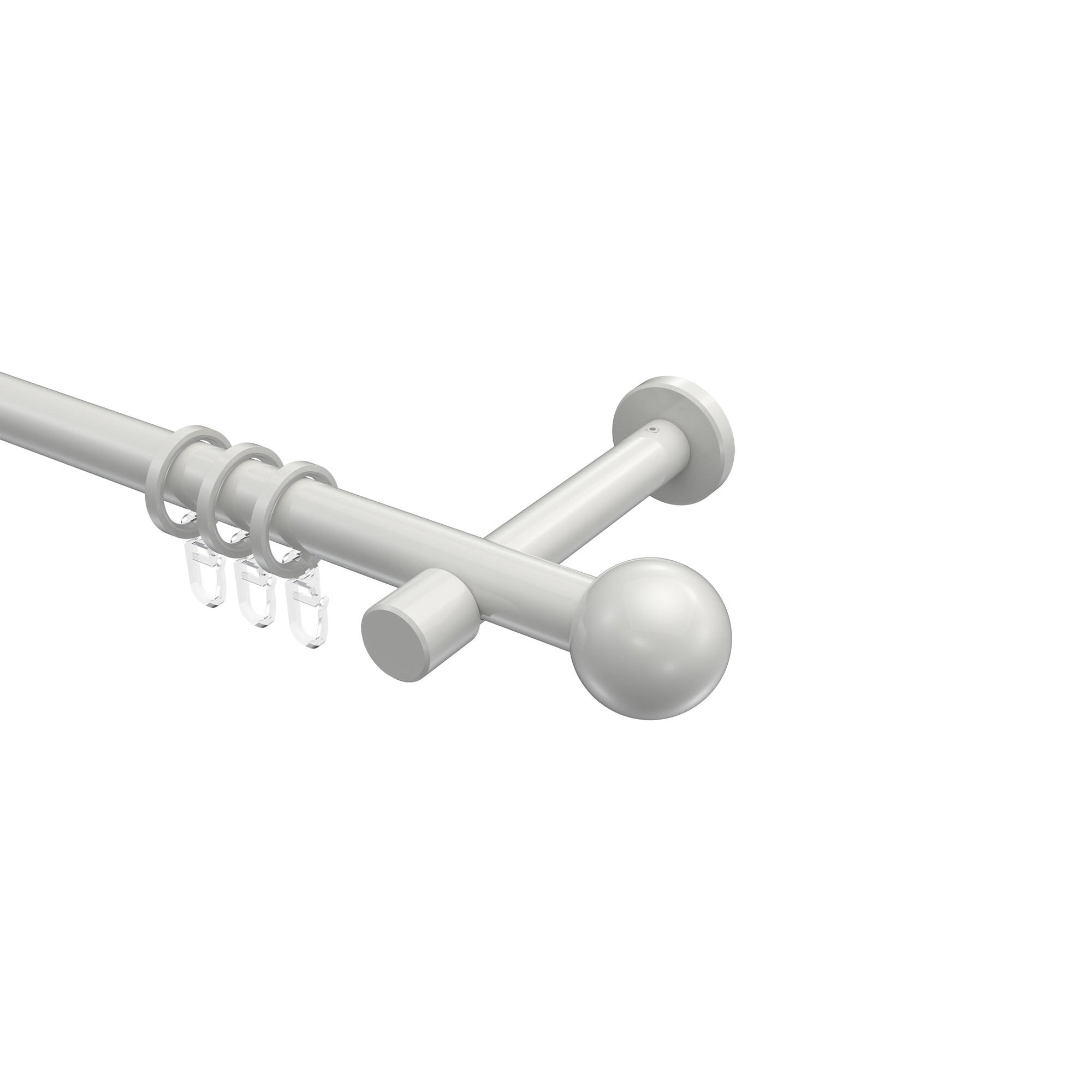 GARDINENSTANGEN-SET Prestige Luino 480 cm (geteilt in 3 x 160 cm), 1-läufig, 20 mm Ø Weiß - Weiß, Metall (480cm) - INTERDECO
