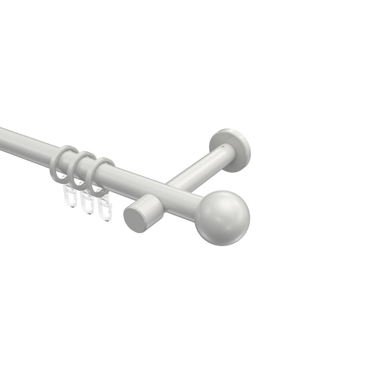 GARDINENSTANGEN-SET Prestige Luino 160 cm, 1-läufig, 20 mm Ø Weiß - Weiß, Metall (160cm) - INTERDECO