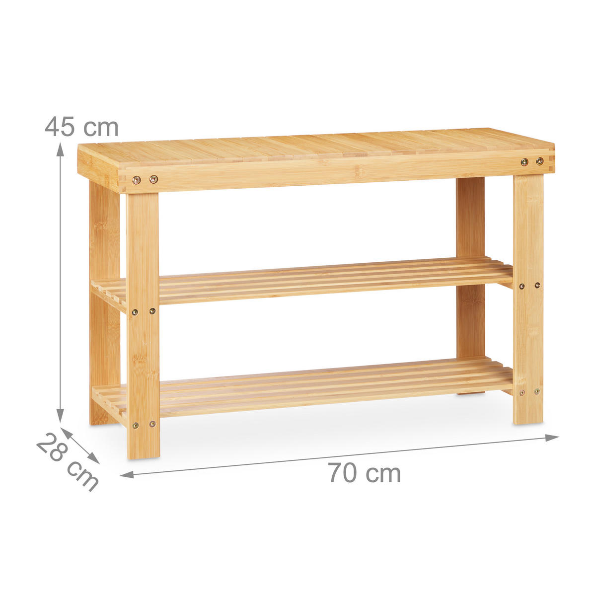 SCHUHREGAL - Hellbraun, Holz (70/45/28cm) - Relaxdays