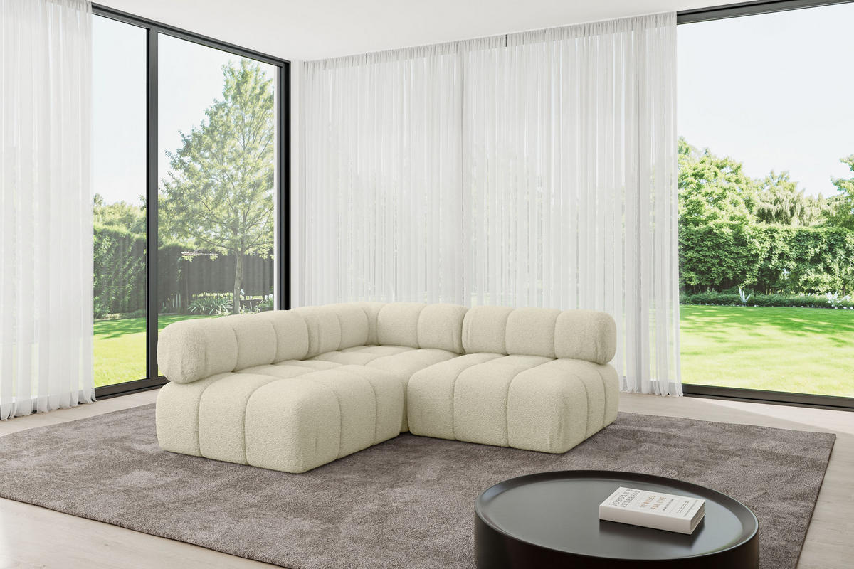 ECKSOFA modulares Sofa Samaro-L1 - 190x190x70 cm Beige Bouclé - Beige, Holzwerkstoff/Textil (190/190cm) - ALTDECOR