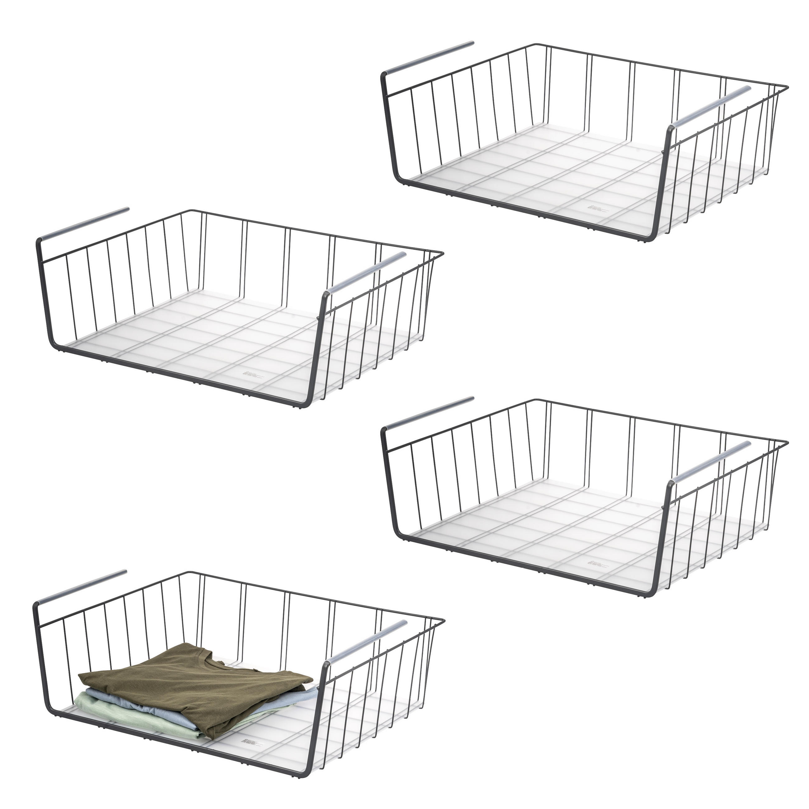 SCHRANKKÖRBE 4er-Set, grau - Grau, Metall (61/20/45.5cm) - eluno