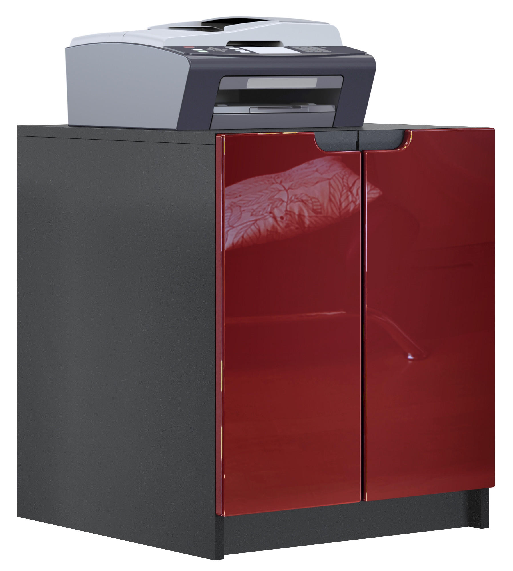 KOMMODE Logan Fronten in Bordeaux Hochglanz - Bordeaux, Holzwerkstoff (51/60.5/54cm) - Vladon