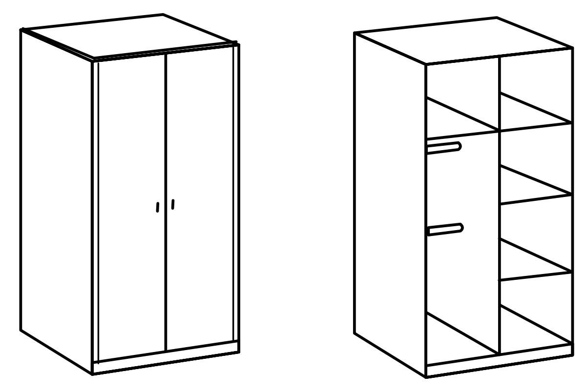 KLEIDERSCHRANK Filou in Weiß mit Landhaus- Applikationen - Drehtürenschrank 2 türig ohne Schubkästen - Weiß, Holzwerkstoff (90/200/58cm)