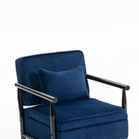 SESSEL 83/66/73 cm blau aus Samt mit Stauraum, Holzgestell und Lendenkissen - Blau, Textil (66/73/83cm) - OKWISH