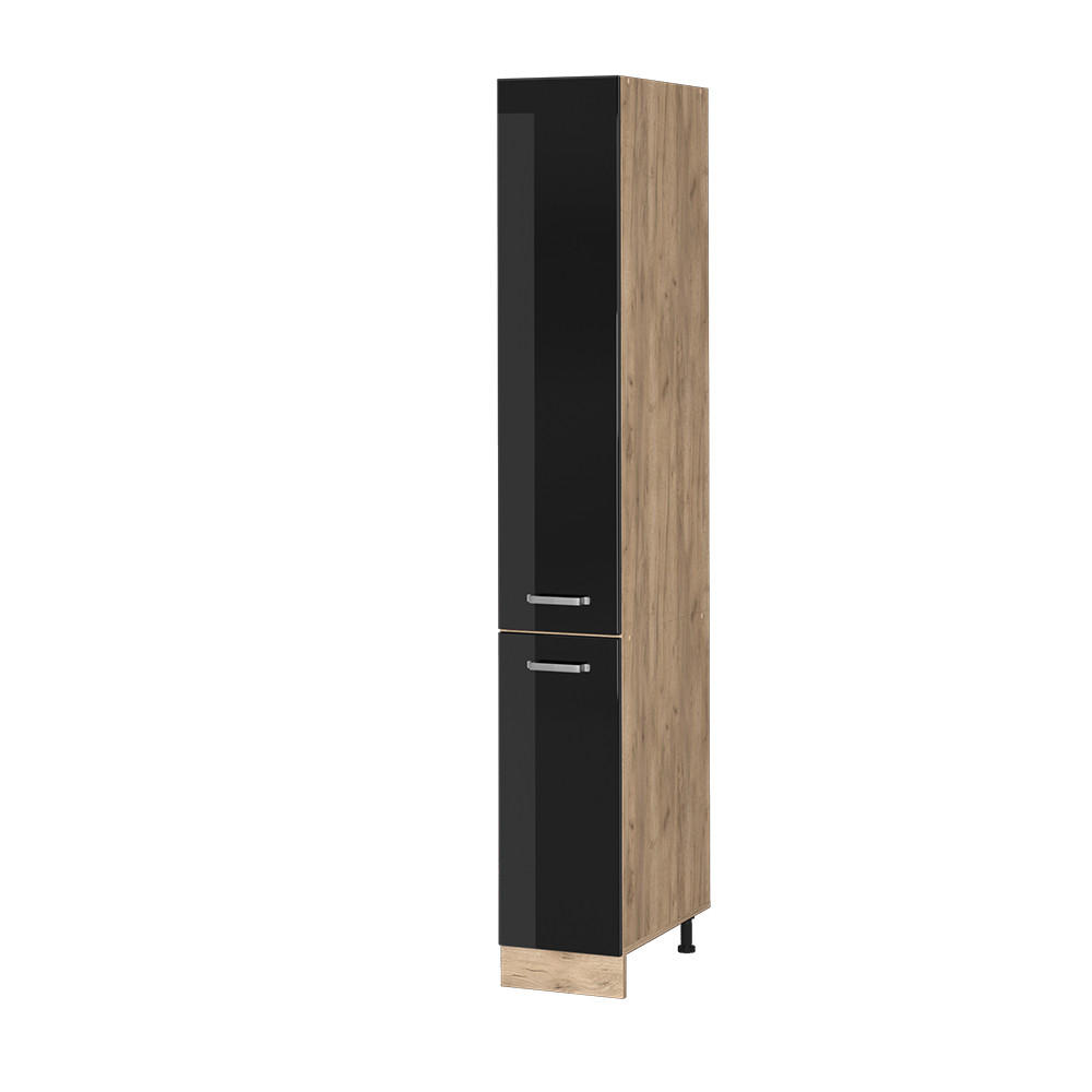 APOTHEKERSCHRANK R-Line Schwarz Hochglanz 30 cm - Honigeiche/Schwarz Hochglanz, Holzwerkstoff (30/206.8/57.2cm) - Vicco