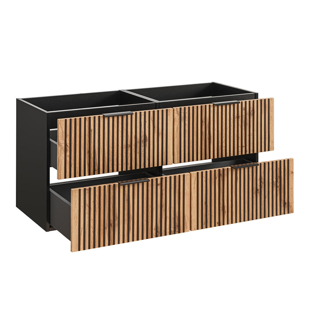 WASCHTISCHUNTERSCHRANK 120.4cm Gaia Holz in Eichenoptik und Schwarz - Schwarz, Holzwerkstoff (120.4/57/46cm) - Petits-meubles