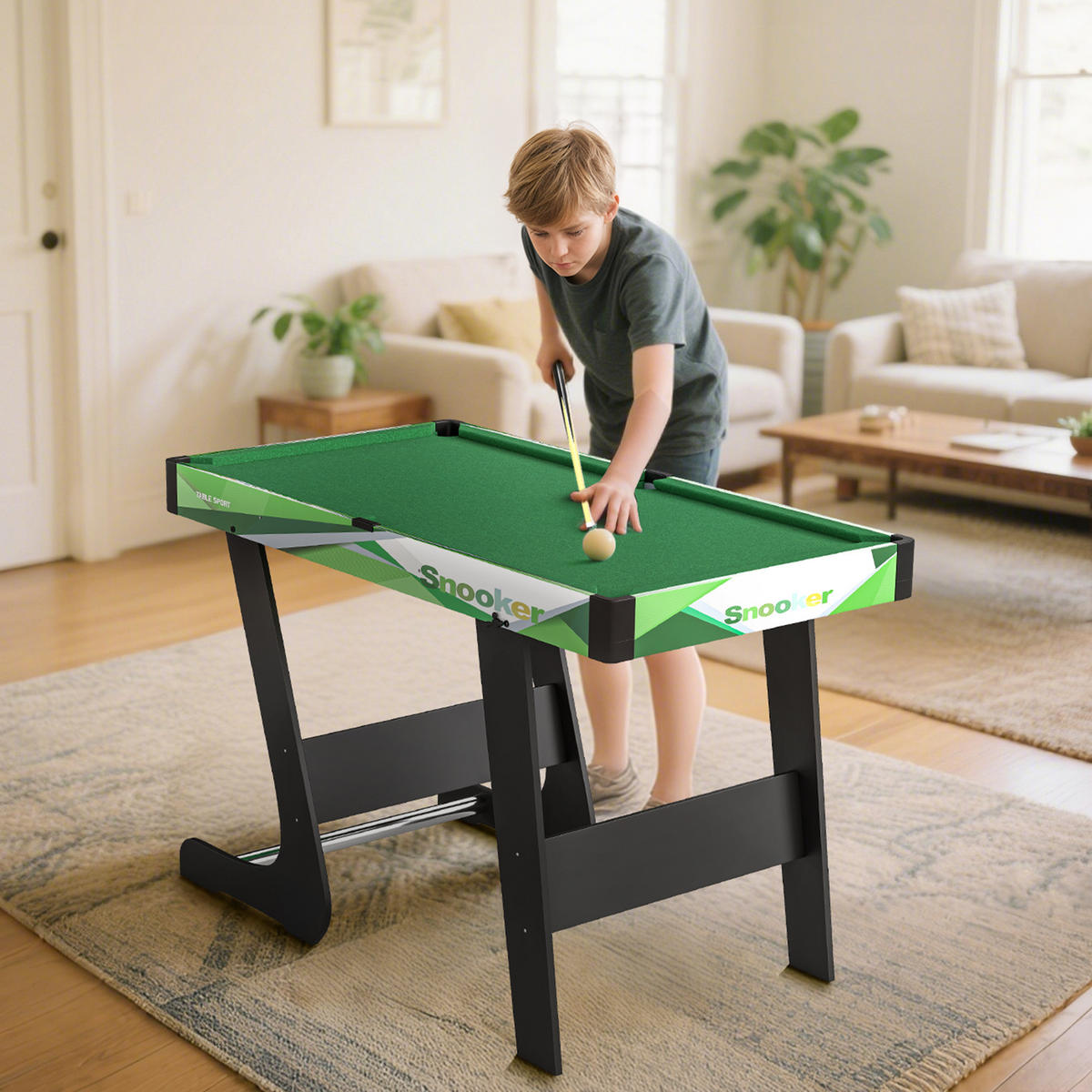 BILLARDTISCH DE-18848 klappbar mit Zubehör Grün - Grün, Holzwerkstoff (55.5/68/104cm) - ComfortXL