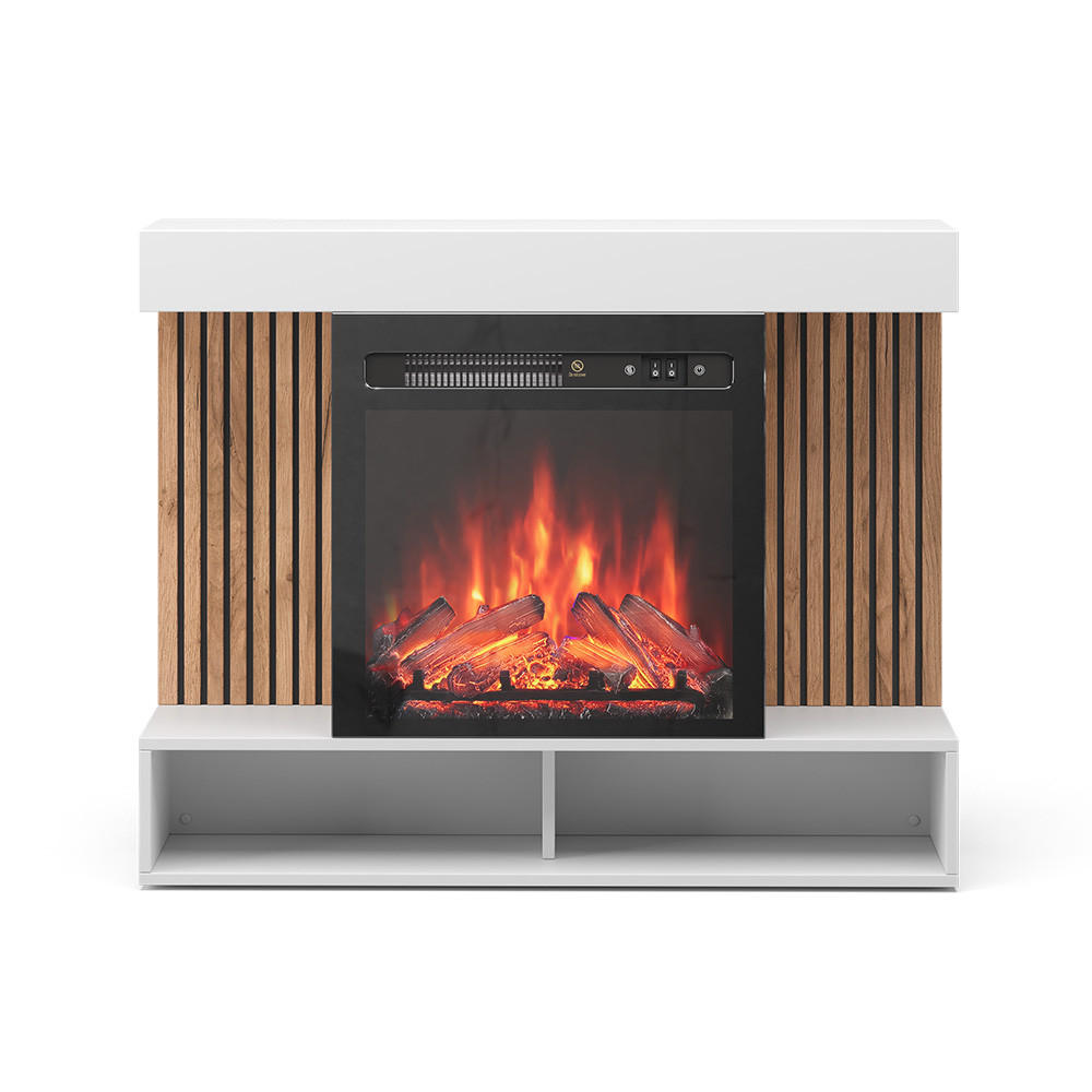 ELEKTROKAMIN Lynea Weiß 100 cm mit realistischem Flammeneffekt und Heizung 1800W - Weiß, Holzwerkstoff (100/80/25cm) - Vicco