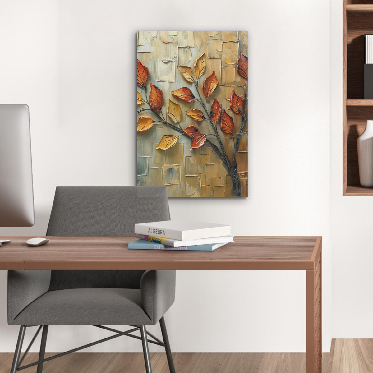 AKUSTIKBILD Baum - Abstrakt - Natur - Kunst Kunstdruck Schlafzimmer 50x70 cm - Goldfarben, Kunststoff (50/70/0.9cm) - MuchoWow