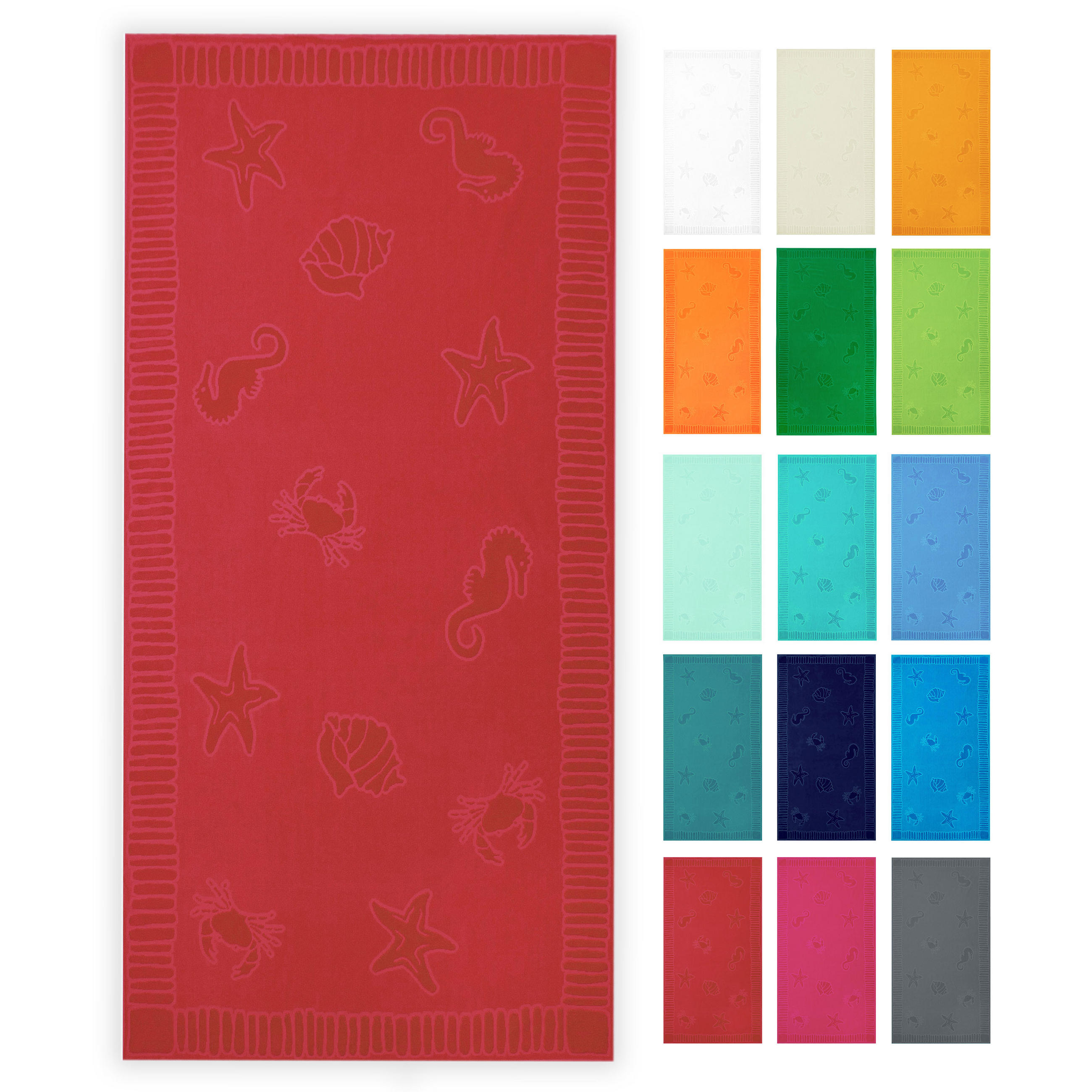 STRANDTUCH, 100x200 cm, 100% Baumwolle, Rot - Rot, Textil (100/200cm) - Zollner