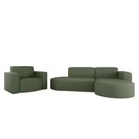 SOFASET Palma In Scala - Grün, Holzwerkstoff/Textil (236/78/165cm) - Fun Möbel