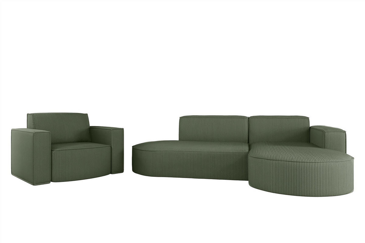 SOFASET Palma In Scala - Grün, Holzwerkstoff/Textil (236/78/165cm) - Fun Möbel