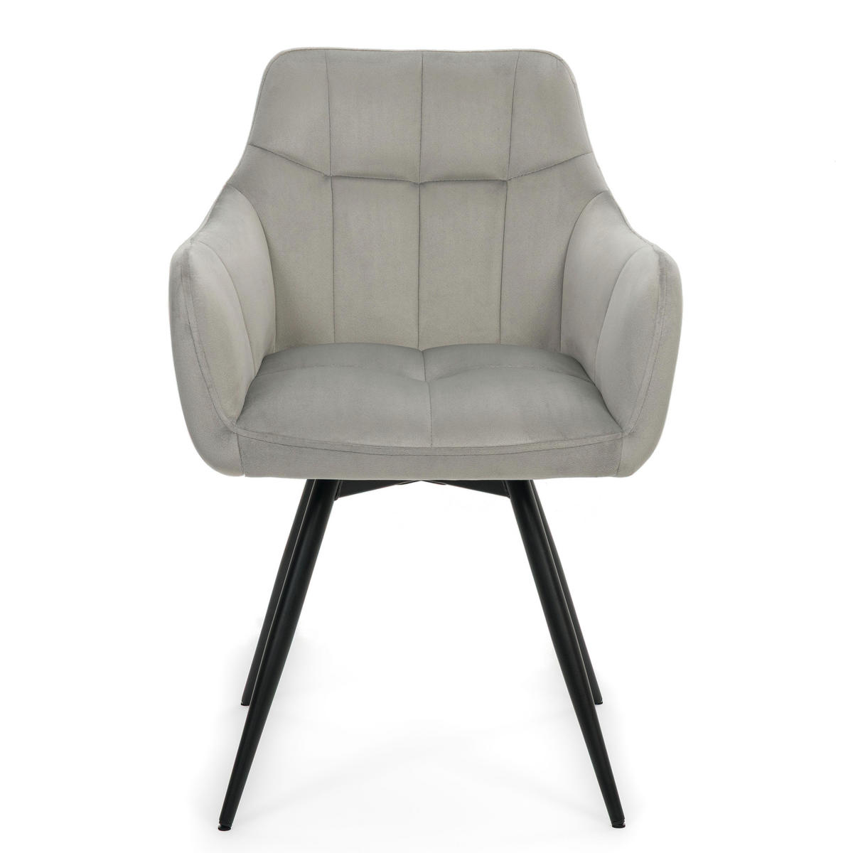 STUHL FANO drehbar gepolsterter mit Steppung - hellgrau - Velour - Hellgrau/Schwarz, Textil/Metall (58/83/59cm) - NEW HOME