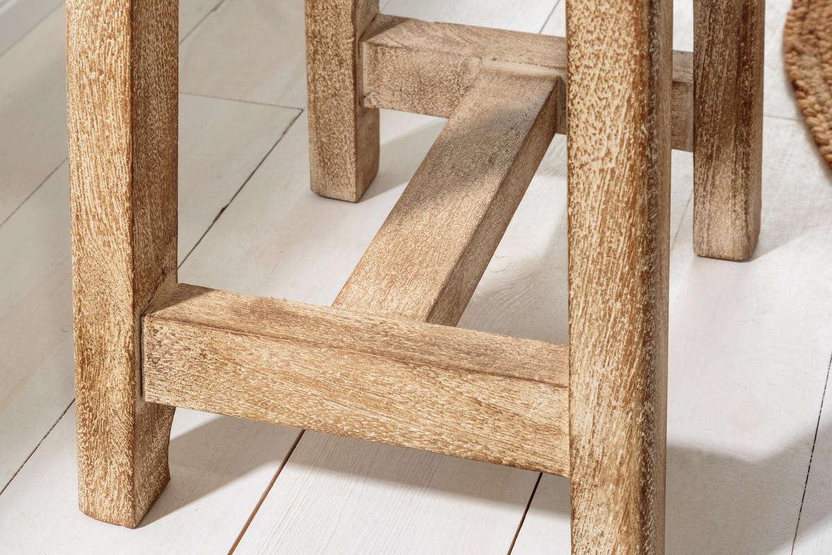 HOCKER FINCA Mango Beige 45 cm - Beige/Braun, Mangoholz/Holz (40/45/30cm) - riess-ambiente