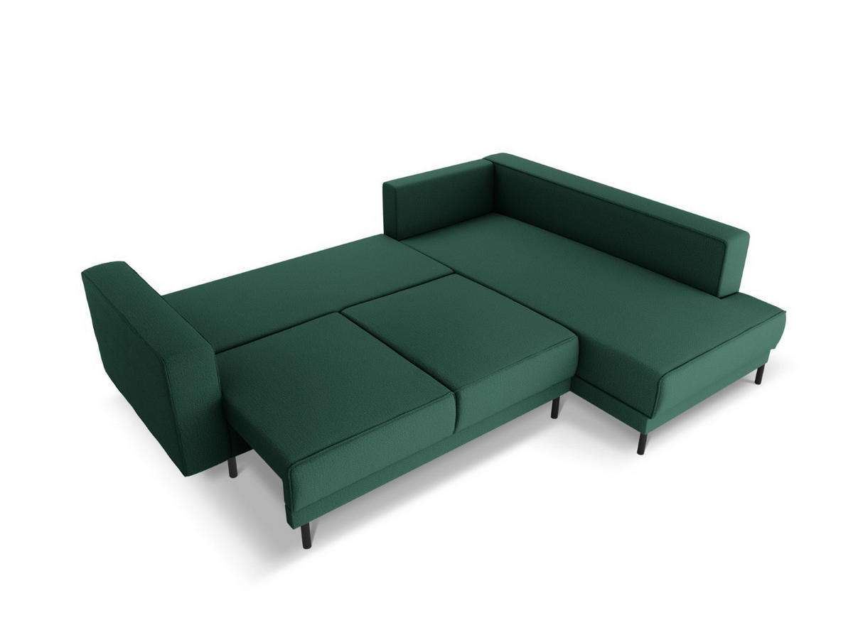 AUSKLAPPBARES-ECKSOFA rechts Caro aus strukturiertem Stoff grün 5 Sitzplätze - Grün, Textil (187/247cm) - Micadoni