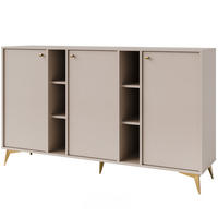 KOMMODE FLOREN, Creme/Gold - Creme, Holzwerkstoff/Metall (157.7/93.5/40.8cm) - KONSIMO®