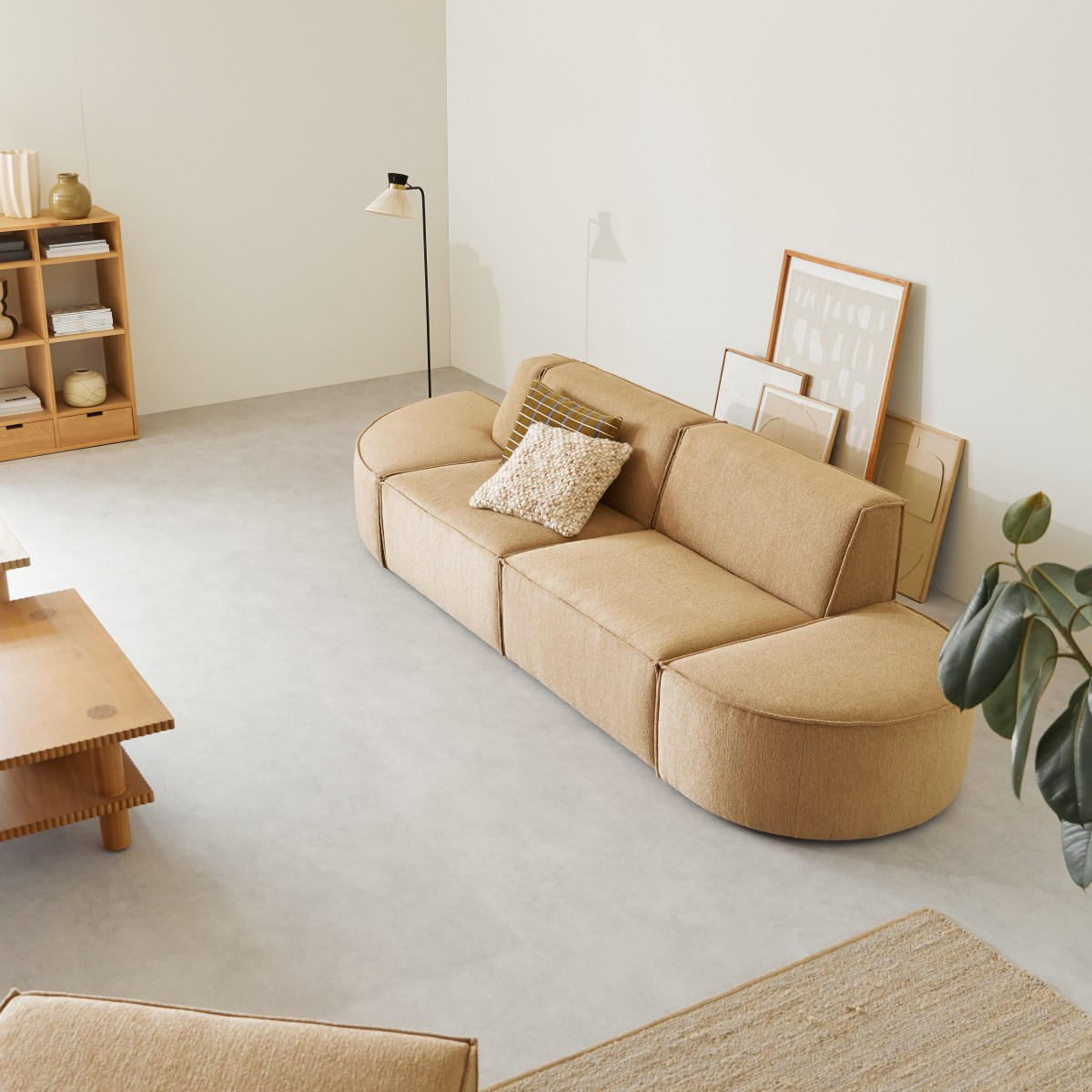 SOFA Dario Braun aus Stoff - Braun, Textil (340/75/93cm) - Tikamoon