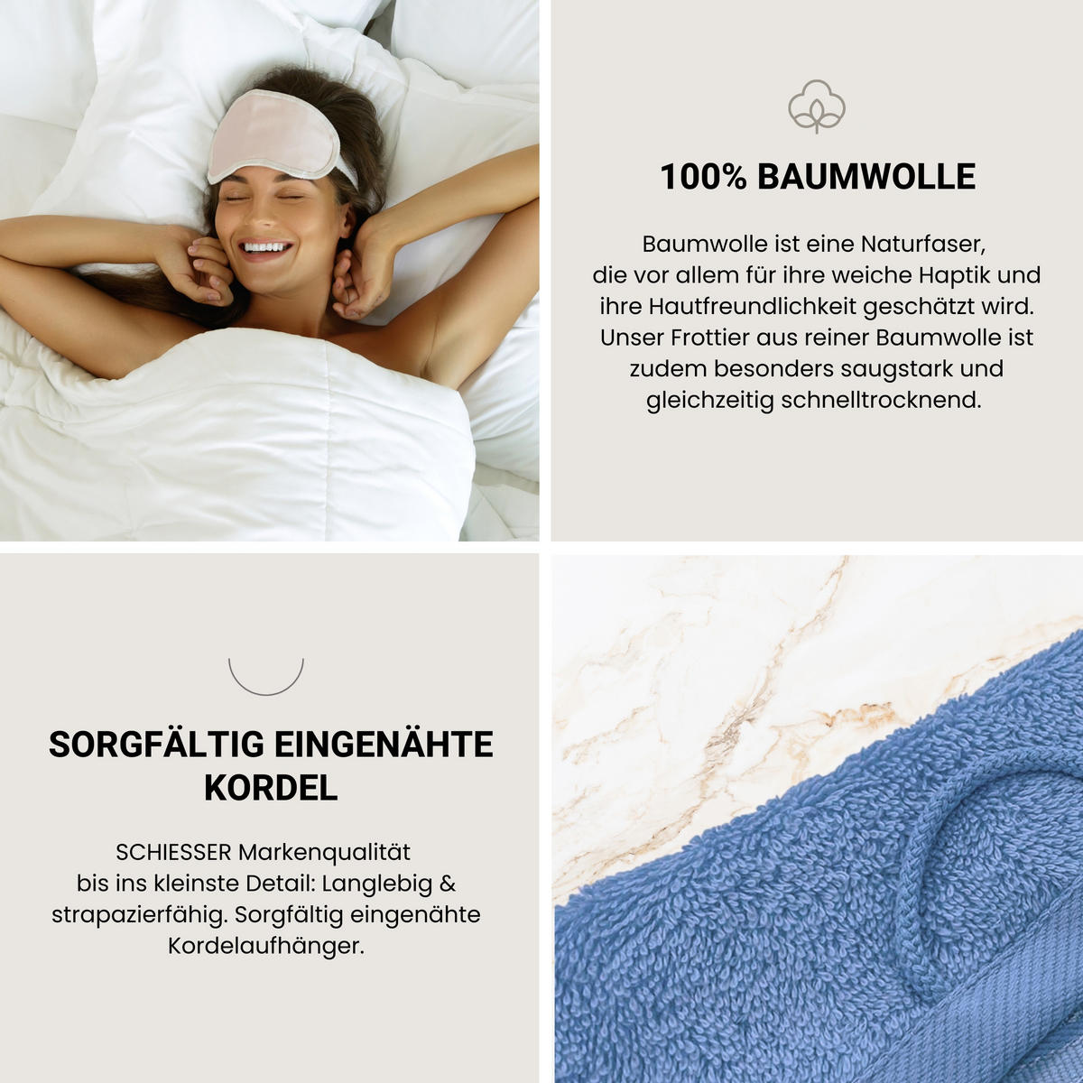 DUSCHTUCHSET Milano - 2-teilig - 70 x 140 cm - Hellblau - Hellblau, Textil (70/140cm) - SCHIESSER