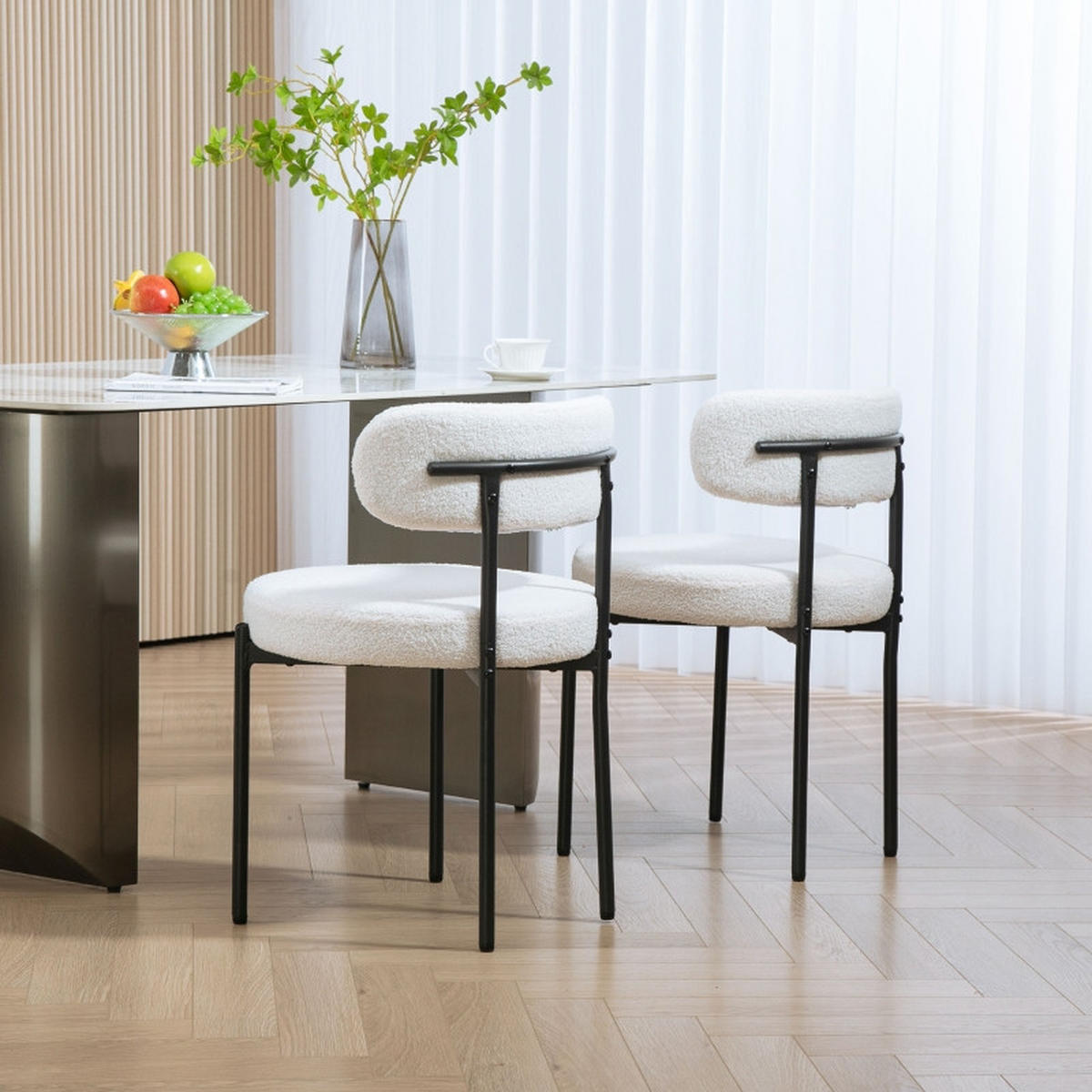 STUHL-SET DE-36033 2 Stück mit Metallbeinen Cremeweiß - Creme, Metall (51/76/51cm) - ComfortXL