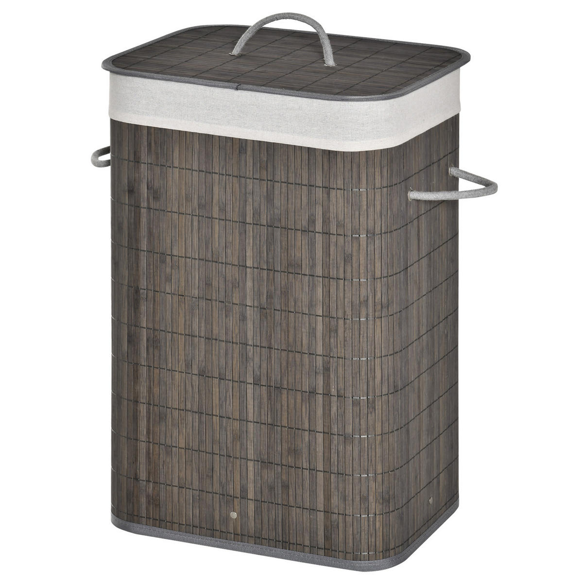 WÄSCHEKORB DE-09437 mit Griffen und waschbarem Wäschesack Grau - Grau, Naturmaterialien (43/61/32cm) - ComfortXL