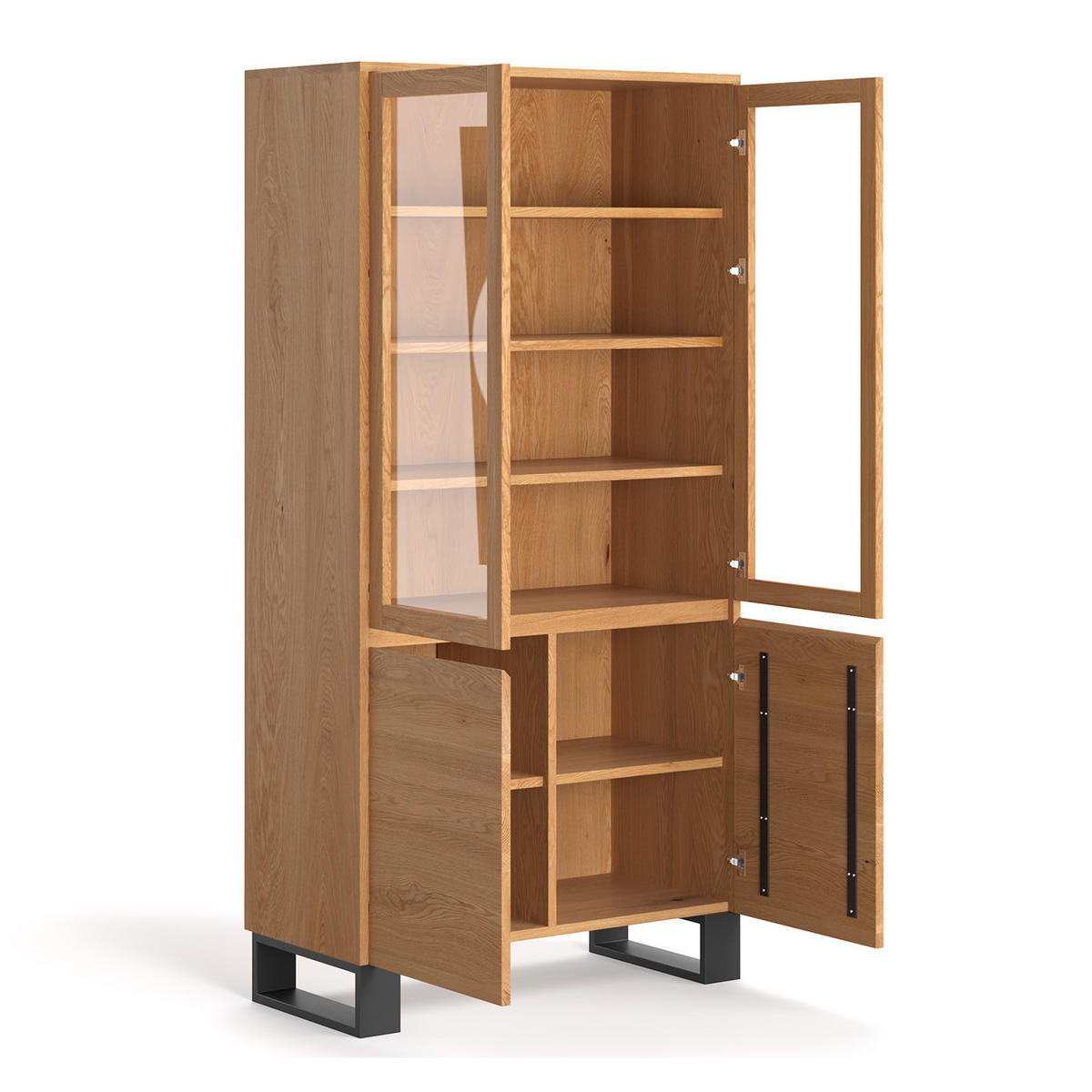 VITRINE Horizon aus massivem Eichenholz 100 cm - Eichefarben/Naturfarben, Holz (100/200/45cm) - Danzz