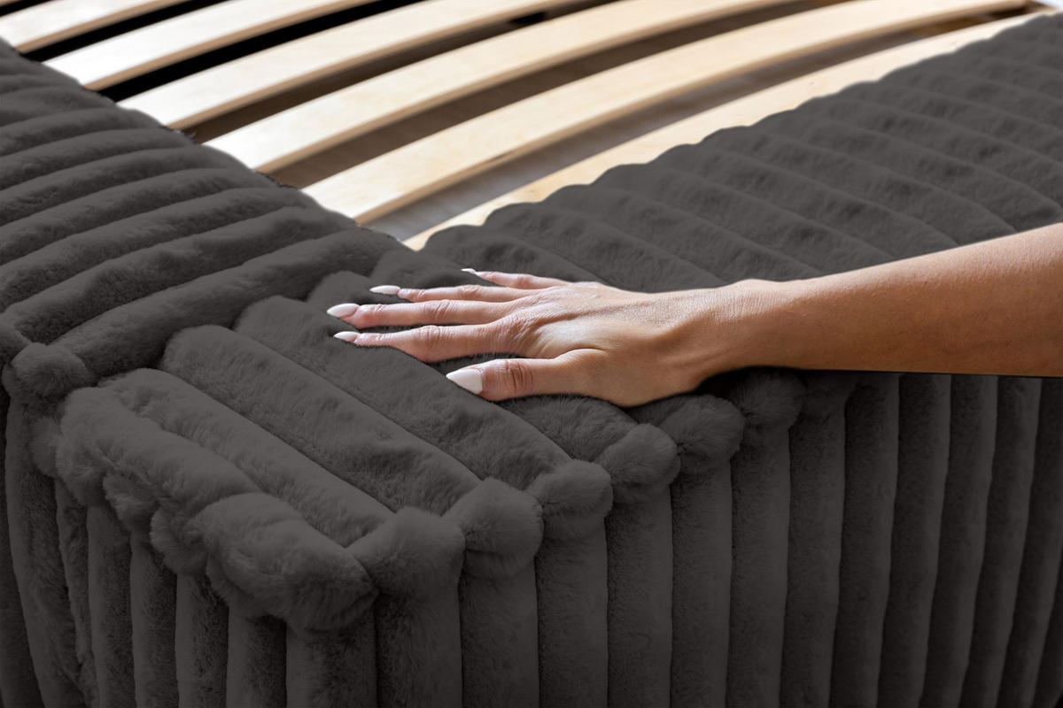 POLSTERBETT Doppelbett Burren 180x200 cm Dunkelgrau - Anthrazit, Textil (180/200cm) - Meblito