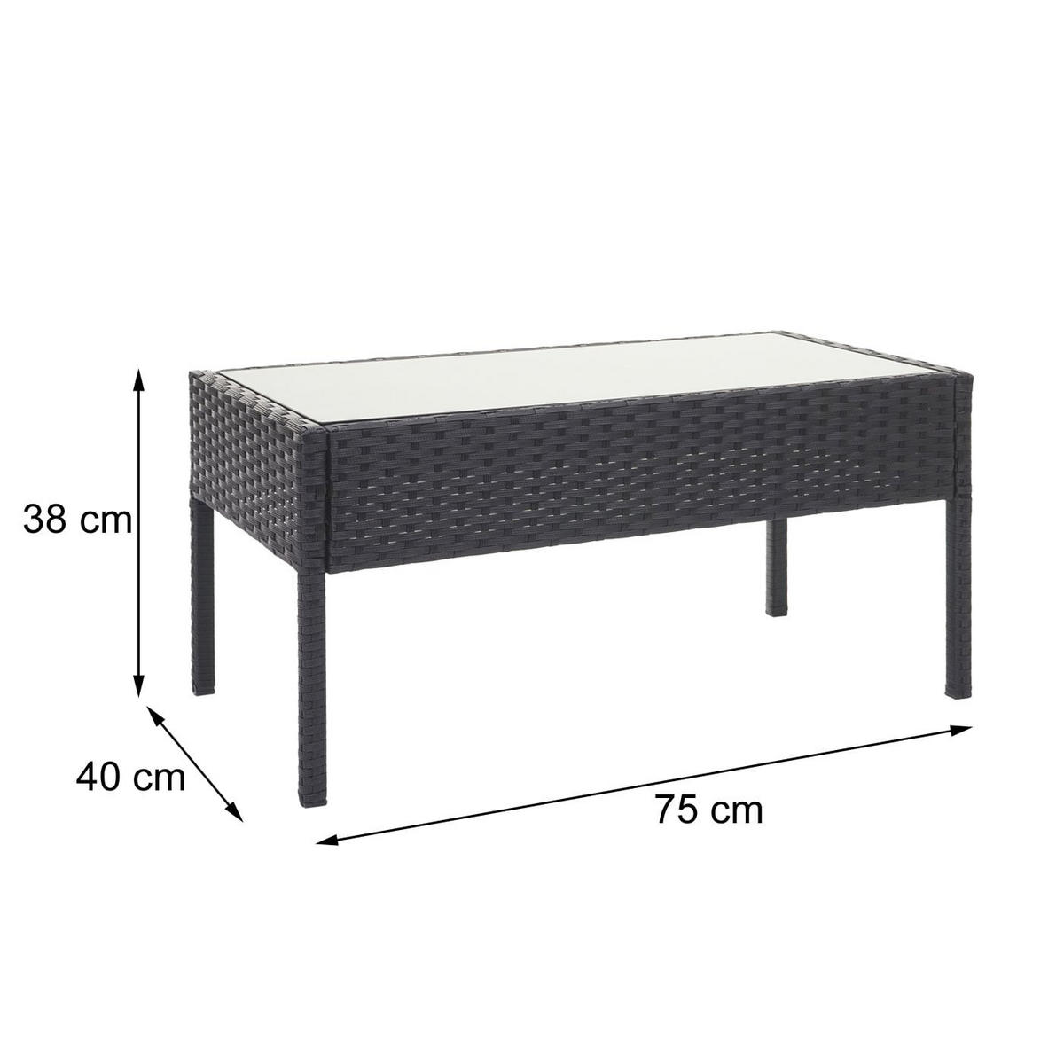 LOUNGE-SET Garten Schwarz Kissen Creme - Schwarz, Metall - PROREGAL