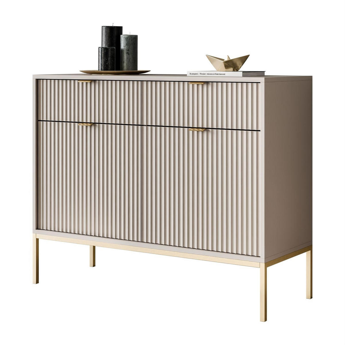 SIDEBOARDS CORTADO GOLD KSZ104 MIT SCHUBLADEN KASCHMIR - Beige, Holzwerkstoff (104/83/39cm) - Lookway