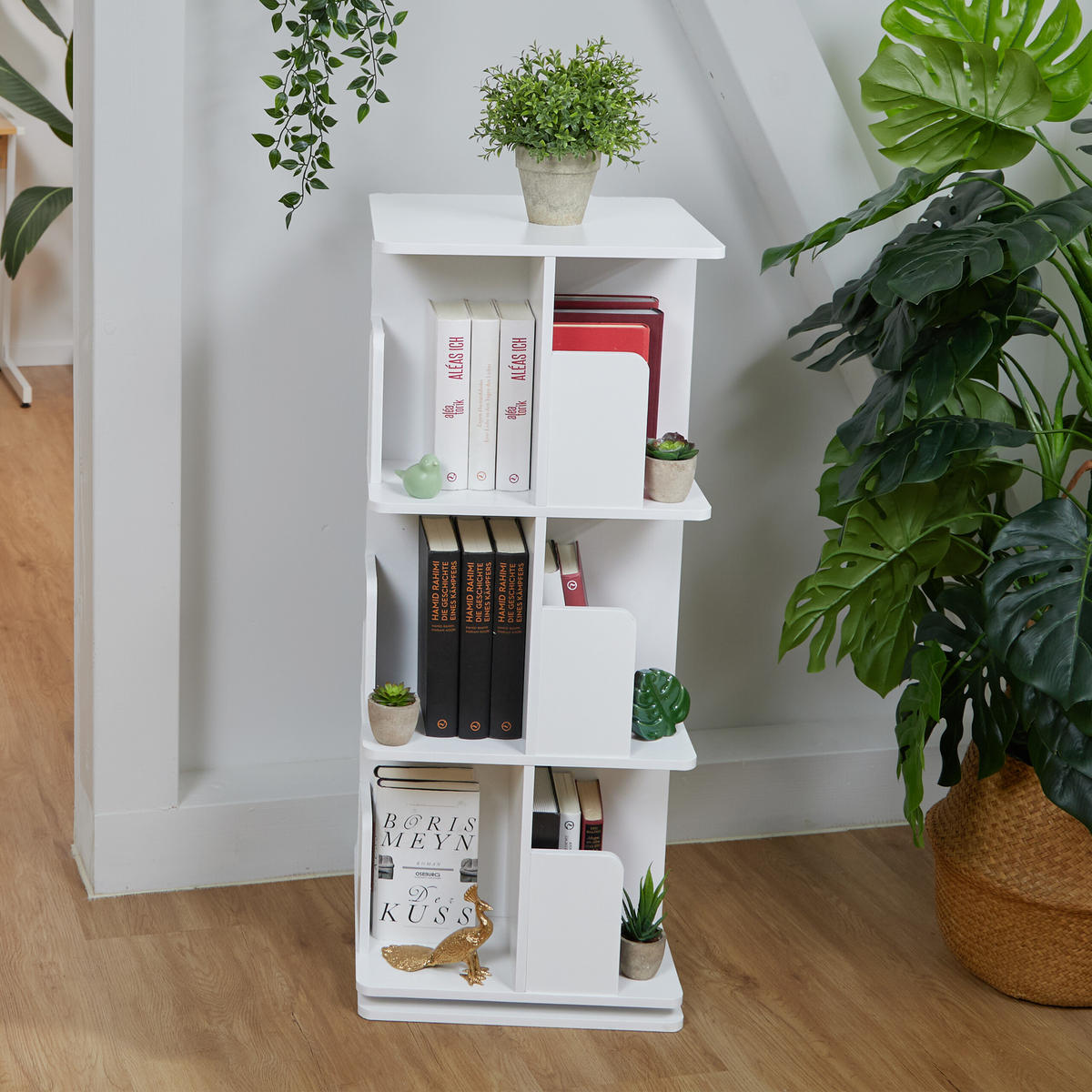 BÜCHERREGAL - Weiß, Holzwerkstoff/Metall (39/95/39cm) - Relaxdays