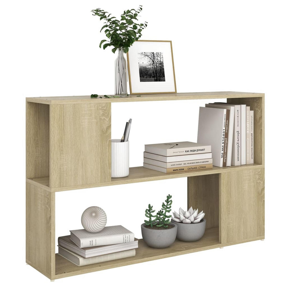 BÜCHERREGAL mit 2 Ebenen 100/24/63 cm aus Holzwerkstoff Sonoma-Eiche Dekor - Sonoma Eiche, Holz (100/63/24cm) - vidaXL