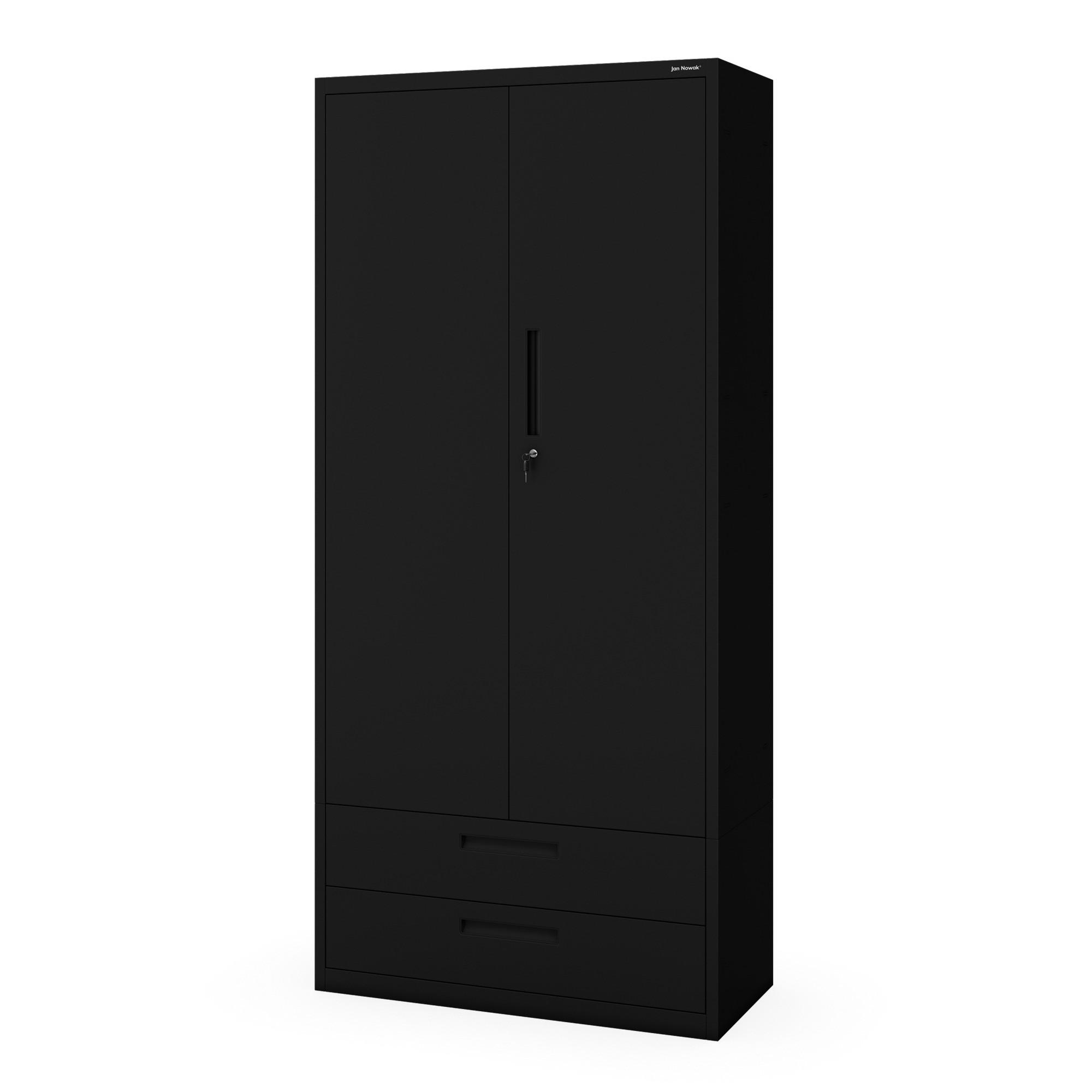 METALLSCHRANK Megan - Schwarz, Metall (90/195/40cm)