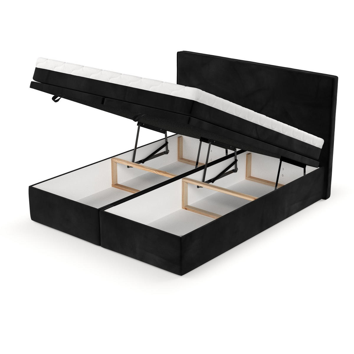 BOXBETT Zalla 200/200 cm Schwarz im Kronos Stoff - Schwarz, Holz/Holzwerkstoff (200/200cm) - AltaBeds
