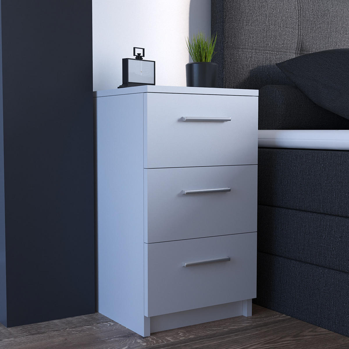 NACHTTISCH Weiß 38 x 66 cm 2er Set - Weiß, Holzwerkstoff (38/66/35cm) - Vicco