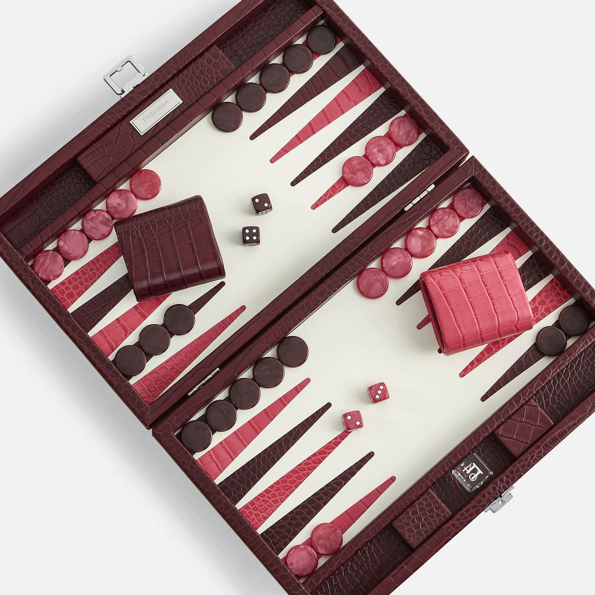 BACKGAMMON – Mittel BACKGAMMON Leder Pflaume 38cm - Lila, Leder (38/24cm) - Premium Interiors