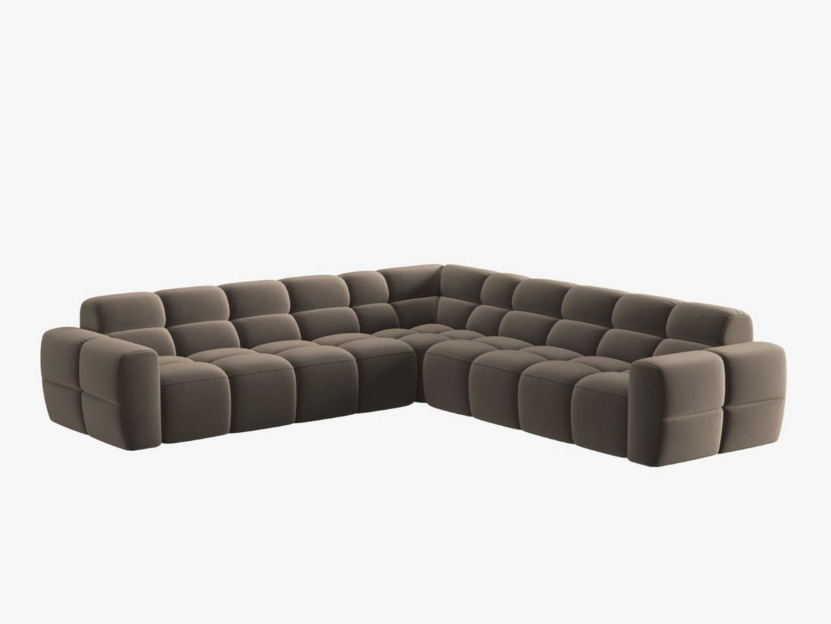 ECKSOFA Lisa aus Samt hellbraun 5 Sitzplätze - Hellbraun, Textil (310/310cm) - Micadoni