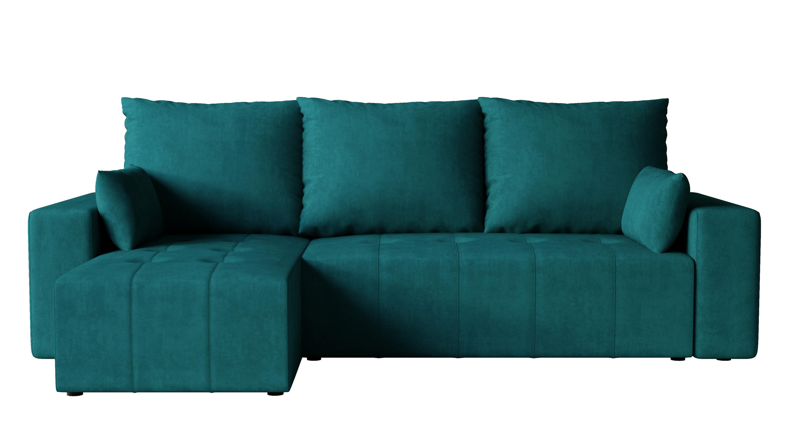 ECKSOFA Tico mit Bettkasten und Schlaffunktion, L-Form/XL-Form, Velourstoff, Universal - Türkis, Holzwerkstoff (246/145cm) - 4ALL HOME